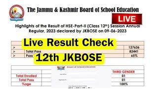 JKBOSE 12th Class Result Declared  Result Out Live Check Download PDF