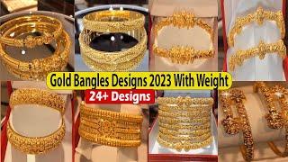 24+ Gold Bangles Designs 2023 With Weight  Gold Kangan Design 2023