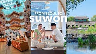 seoul to suwon  magical library aesthetic cafes beautiful historical city  korea vlog