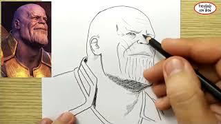 VERY EASY  How to draw thanos from avengers endgame  learn drawing academy