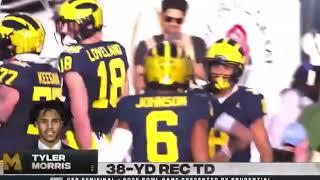 JJ McCarthy 38 Yard Touchdown Pass to Tyler Morris  #4 Alabama vs #1 Michigan  2024 Rose Bowl