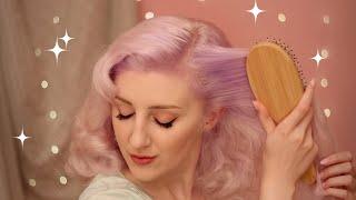 Brushing Out My Curls for Vintage Waves  ASMR wooden brush