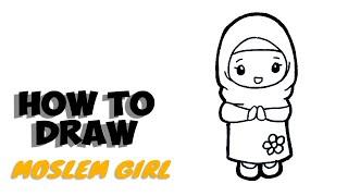 How to Draw Cute Muslim Girl  Cute Drawings