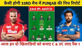 pbks vs mi 33rd match pitch report  Punjab cricket pitch report  PBKS vs MI pitch report