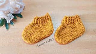 كروشية لكلوك  شراب  سليبر أطفال مقاس 3_6 بخطوات سهلة للمبتدئين crochet baby shoes
