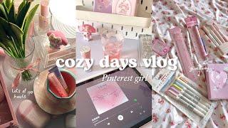 a cozy vlog  Pinterest girl life stationery giveaway hauls what I eat + more  aesthetic vlog