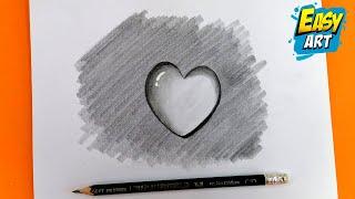 🟥 3D Drawings - How to Draw a 3D HEART in pencil