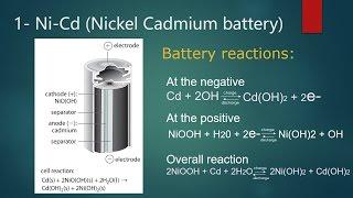 Electro-chemistry  Secondary Cells Nickel Cadmium batteryLead–acid storage battery