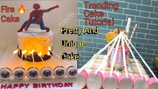 Fire  Cake With Candy  Trending Cake Tutorial  Pretty And Unique Fire  Theme Cake