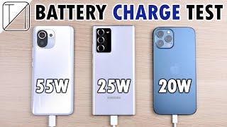 Xiaomi Mi 11 vs Samsung Note 20 Ultra vs iPhone 12 Pro Max Charging Speed Test