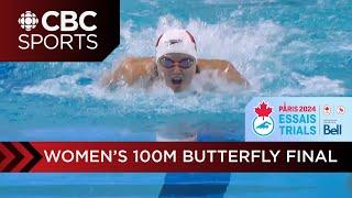 Maggie MacNeil and Mary-Sophie Harvey impressive in womens 100m Butterfly final on Day 1 at Trials