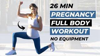 FULL BODY PREGNANCY WORKOUT NO EQUIPMENT  27 Min Prenatal Fitness with Warm-Up & Stretching