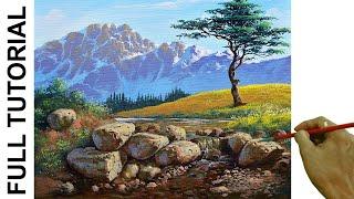 Acrylic Landscape Painting TUTORIAL  Shallow Stream  JMLisondra