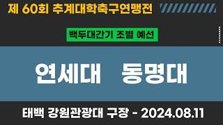 제60회 추계대학축구ㅣ연세대 vs 동명대ㅣ백두대간기 조별예선ㅣ강원관광대 구장ㅣ고원관광 휴양 레저스포츠도시 태백 제60회 추계대학축구연맹전ㅣ24.08.11