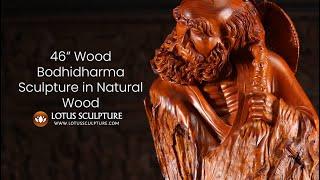 46 Wood Bodhidharma Sculpture in Natural Wood www.lotussculpture.com