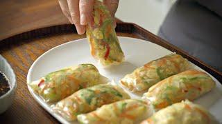 Roll cabbage and tofu in rice paper‼️ Its healthy and delicious.