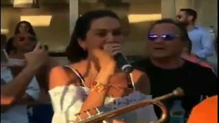 Berguzar Korel and Halit Ergenc - holiday 2017 - singing and dancing