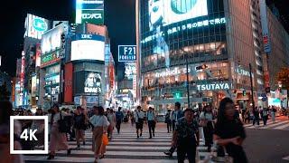 Walking Shibuya Crossing at Night Binaural City Sounds in Tokyo  4k