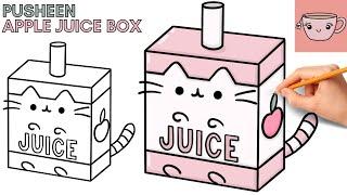 How To Draw Pusheen Cat - Apple Juice Box  Cute Easy Step By Step Drawing Tutorial