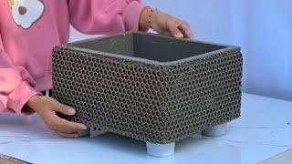 Project Beautiful Plant Pot From cement And Bubble Sheet For Your Garden - Simple And Creative