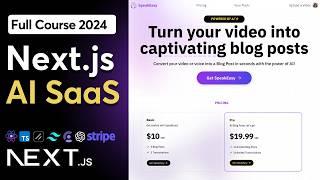 Build a Complete AI SaaS Platform with Next.js React Tailwind Stripe  Full Course 2024