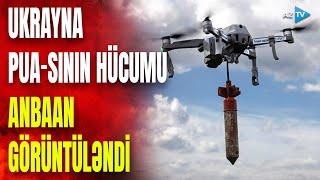 Ukrayna PUA-sı yaşayış binasına çırpıldı hava hücumu ANBAAN GÖRÜNTÜLƏNDİ