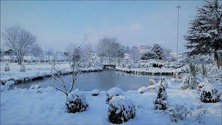 İstanbulda Kar Manzarası Topkapı Parkı