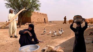 Traditional Desert village life in Iran  Arab lifestyle  rural living in Desert  Mud house