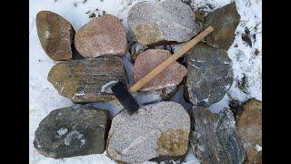 Stone splitting with sledgehammer