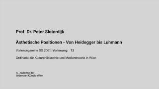 Ästhetische Positionen - Von Heidegger bis Luhmann V13 Peter Sloterdijk Wien 2001