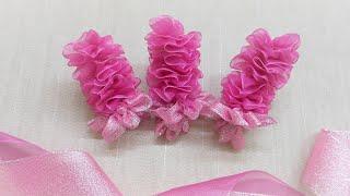 DIY Ribbon Flowers - How to Make Ribbon Hyacinths – Pink Romance Hyacinth - Easy Making with Needl