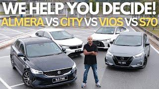 Ultimate Comparison Toyota Vios VS Honda City VS Proton S70 VS Nissan Almera