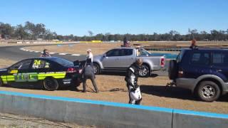V8 Supercar being towed   QLD Raceway 2014