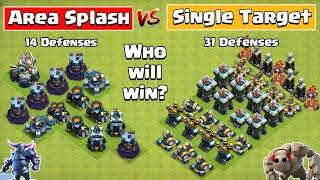 Area Splash Defense Vs Single Target Defense Formation  Clash of Clans