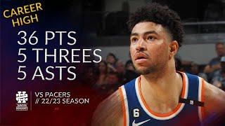 Quentin Grimes 36 pts 5 threes 5 asts vs Pacers 2223 season