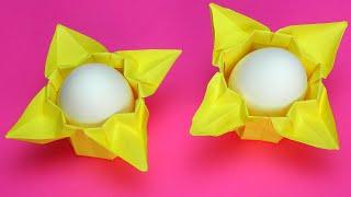 Easter egg holder box origami. How to make paper box. Easter DIY