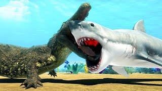 MEGALODON Shark Takes on a Purussaurus - Animal Revolt Battle Simulator