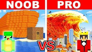 NOOB vs PRO LAVA TSUNAMI HOUSE BUILD CHALLENGE in Minecraft