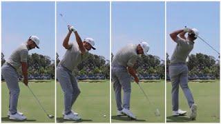 Xander Schauffele Iron Swing Slowmotion Front and Back view 2023