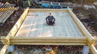 Building Log Cabin Floor Construction  One Man in an Off Grid Bush  EP 7