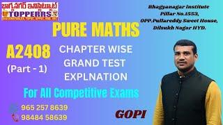 PURE MATHS A2408 Part - 1  S.I. Constable TSPSC APPSC RRB SSC GD Constable