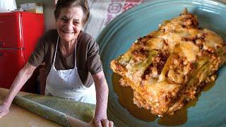91 year old Maria shares her lasagna recipe with Pasta Grannies