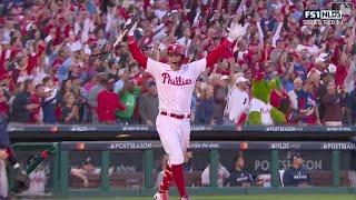 MASSIVE HOMERS FROM PHILLIES Rhys Hoskins then Bryce Harper GO DEEP in same inning of NLDS Game 3