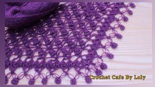 كروشيه شال مثلث شتوي أنيق جدا و سهلEasy crochet shawlقناة كروشيه كافيه