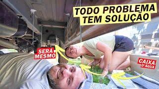 COLOCANDO A CAIXA DE ÁGUA SUJA EMBAIXO DO MOTORHOME