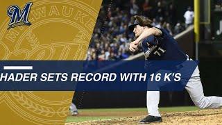 Hader sets MLB record with 16 straight strikeouts