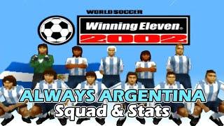 PS1 Winning Eleven 2002 Classic Argentina Squads & Stats