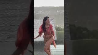 Sonnalli Seygall sexy hot in bikini in rain on terrace 