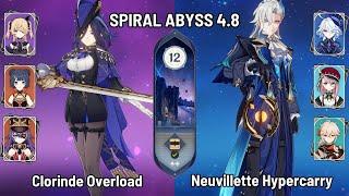 C0 Clorinde Chevreuse Overload Team  C0 Neuvillette Hypercarry  Spiral Abyss 4.8  Genshin Impact