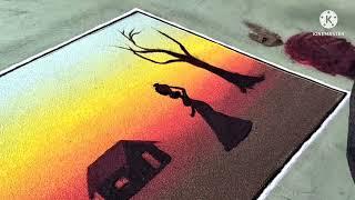 Scenery Rangoli Design  Beautiful Poster  Rangoli Very Easy